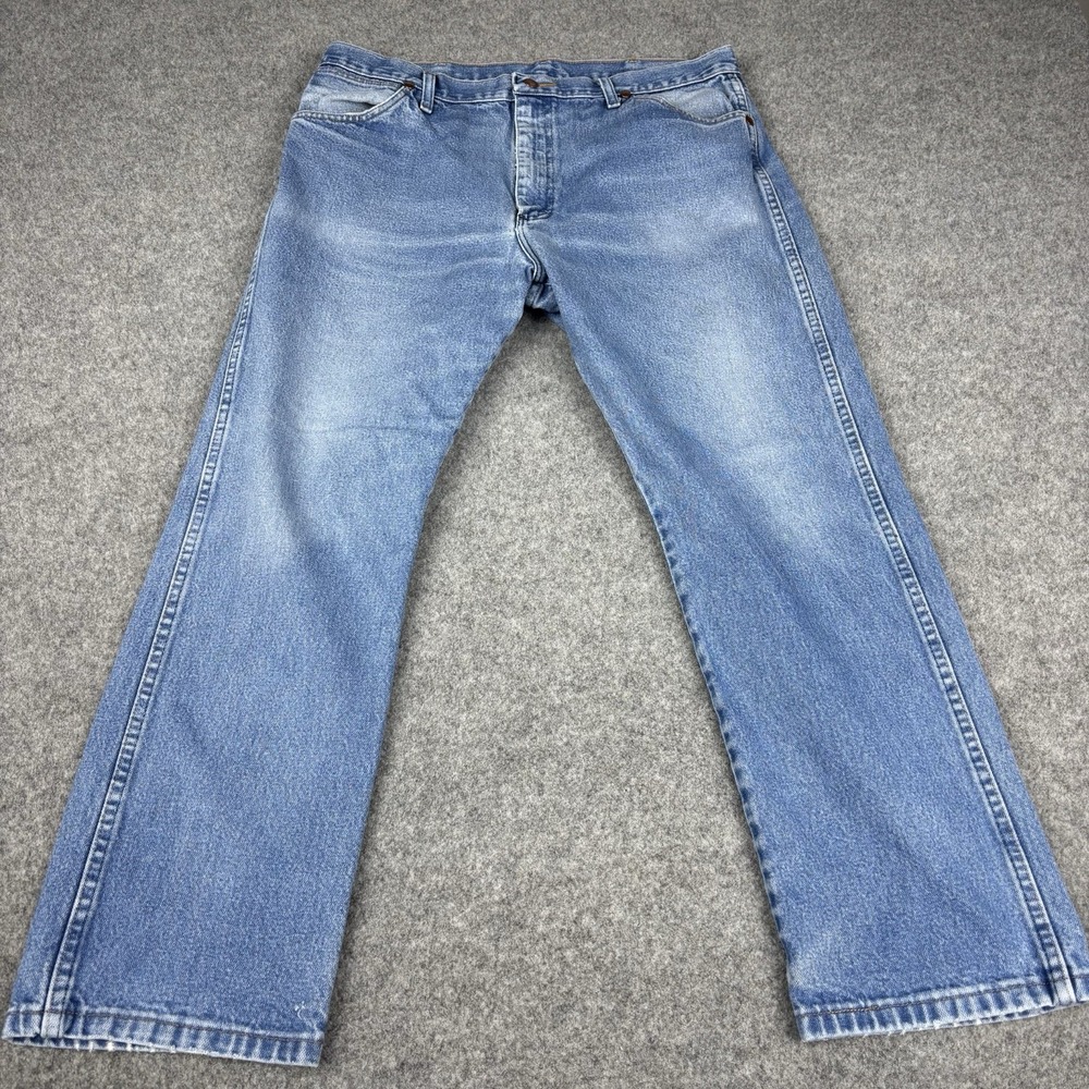 VTG Wrangler Cowboy Cut Jeans Mens 36x30 Western 13MWZ Light Wash Y2K Blue Denim